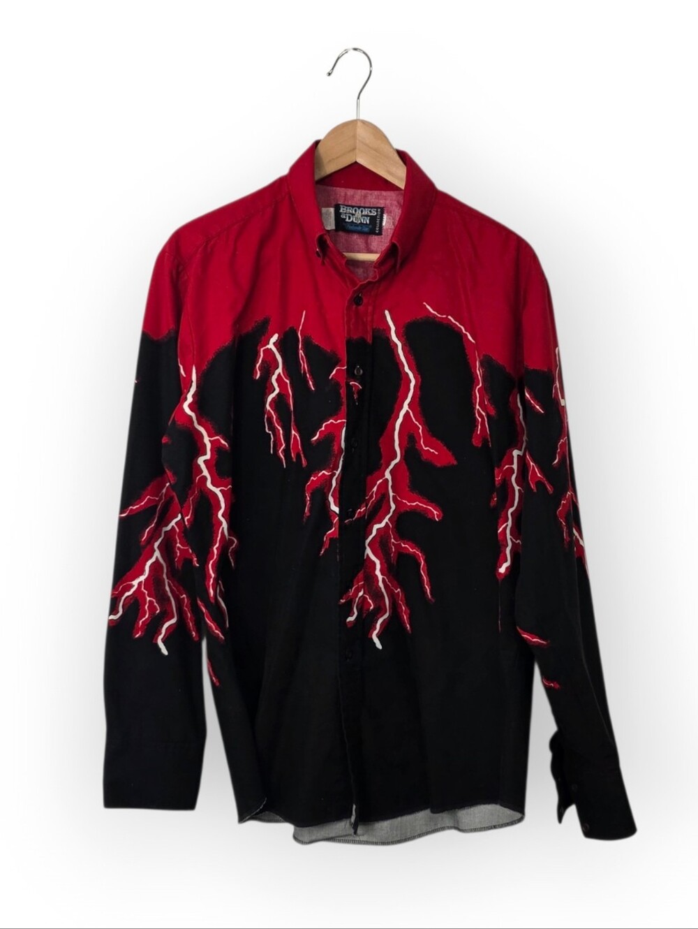 VTG Brooks & Dunn Panhandle Slim Western Black Red Lightning Men's Buttondown XL